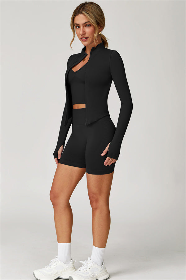The Delight Jacket Sports Bra Shorts 3-Piece Set