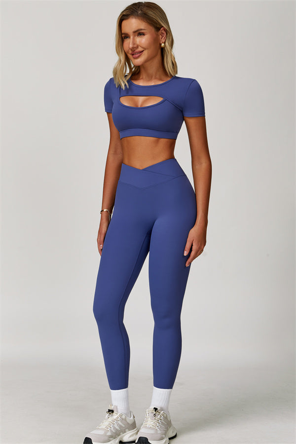 The Lavish Cut-out Crop Top Leggings 2-Piece Set