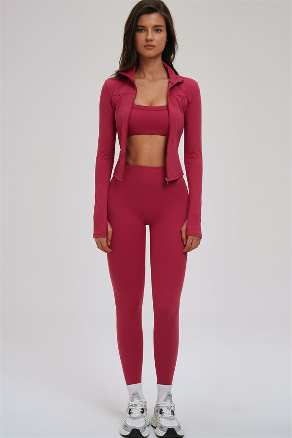 The Kinetic Zip Jacket Sports Bra Leggings 3-Piece Set