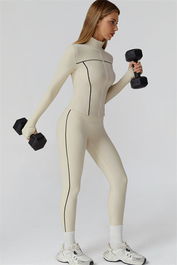 The Venus Zip Top Sports Bra Leggings 3-Piece Set