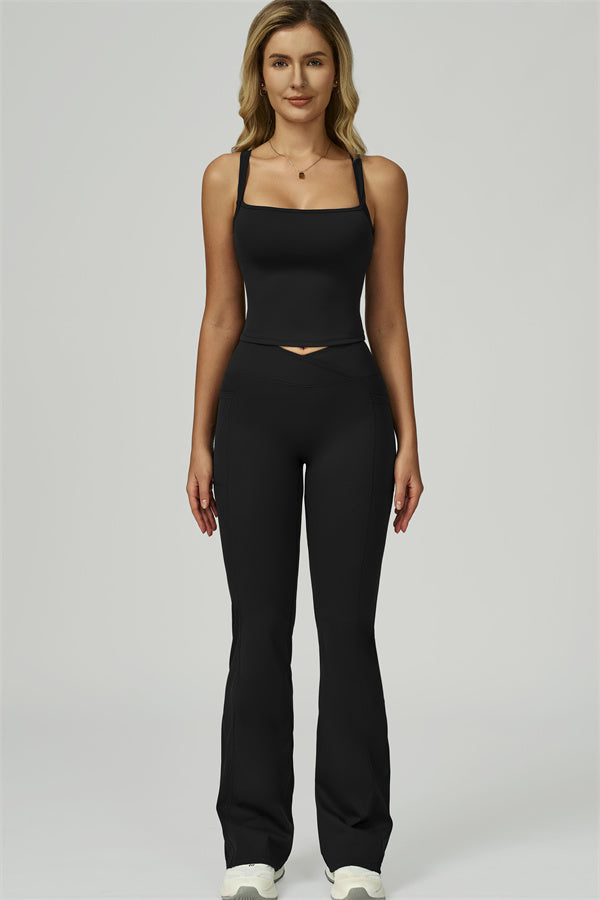 The Flourish Crop Tank Flared Leggings 2-Piece Set
