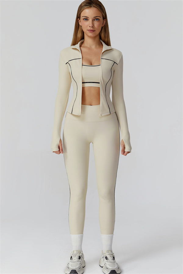 The Venus Zip Top Sports Bra Leggings 3-Piece Set