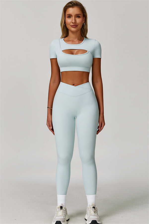 The Lavish Cut-out Crop Top Leggings 2-Piece Set