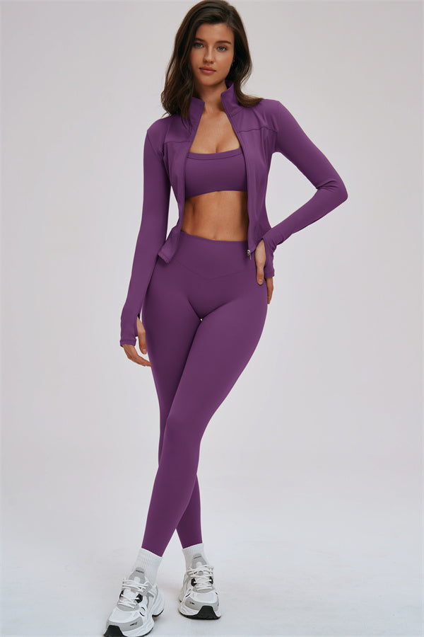 The Kinetic Zip Jacket Sports Bra Leggings 3-Piece Set