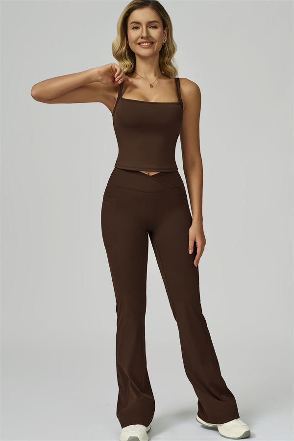 The Flourish Crop Tank Flared Leggings 2-Piece Set