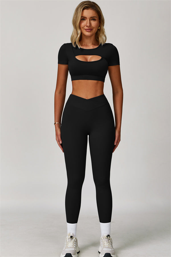 The Lavish Cut-out Crop Top Leggings 2-Piece Set
