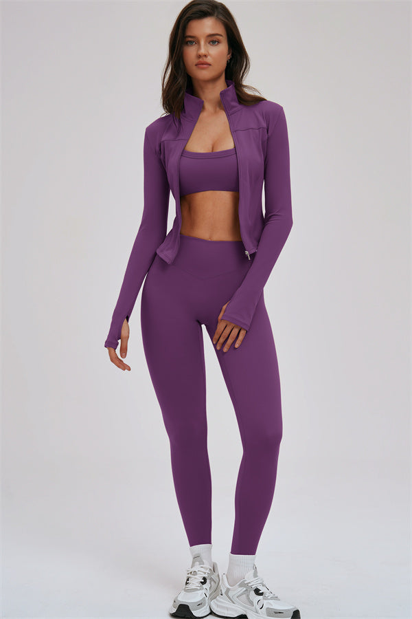 The Kinetic Zip Jacket Sports Bra Leggings 3-Piece Set