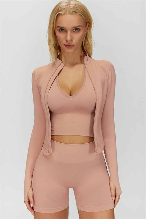 The Delight Jacket Sports Bra Shorts 3-Piece Set
