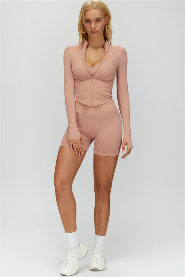 The Delight Jacket Sports Bra Shorts 3-Piece Set