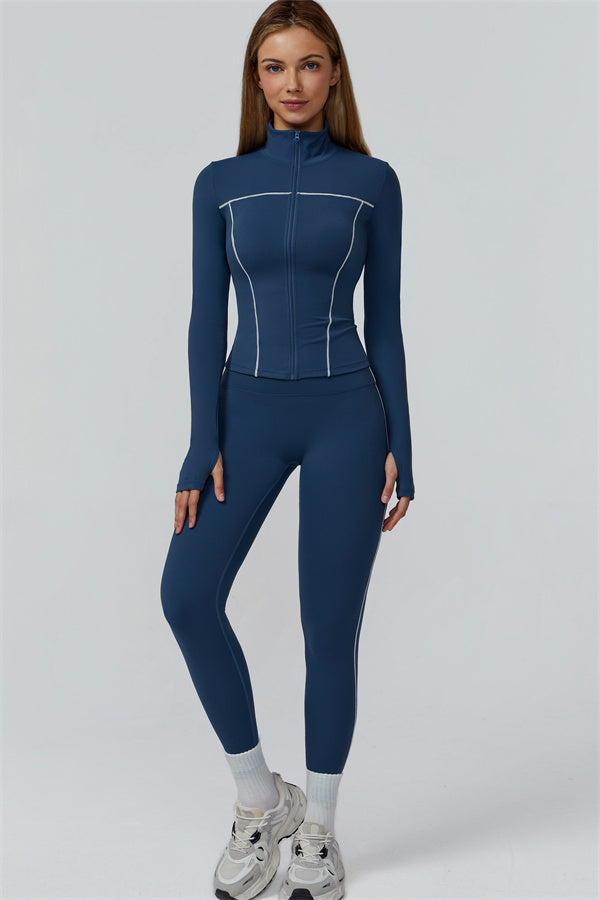 The Venus Zip Top Sports Bra Leggings 3-Piece Set