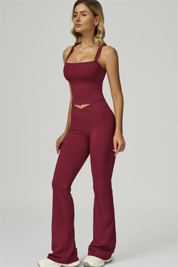 The Flourish Crop Tank Flared Leggings 2-Piece Set