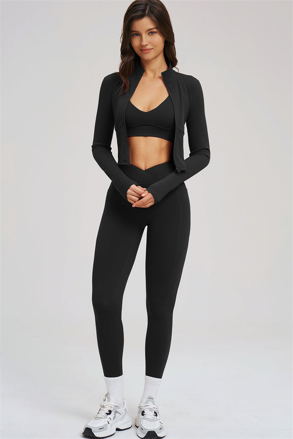 The Sizzle Zip Jacket Sports Bra Leggings 3-Piece Set