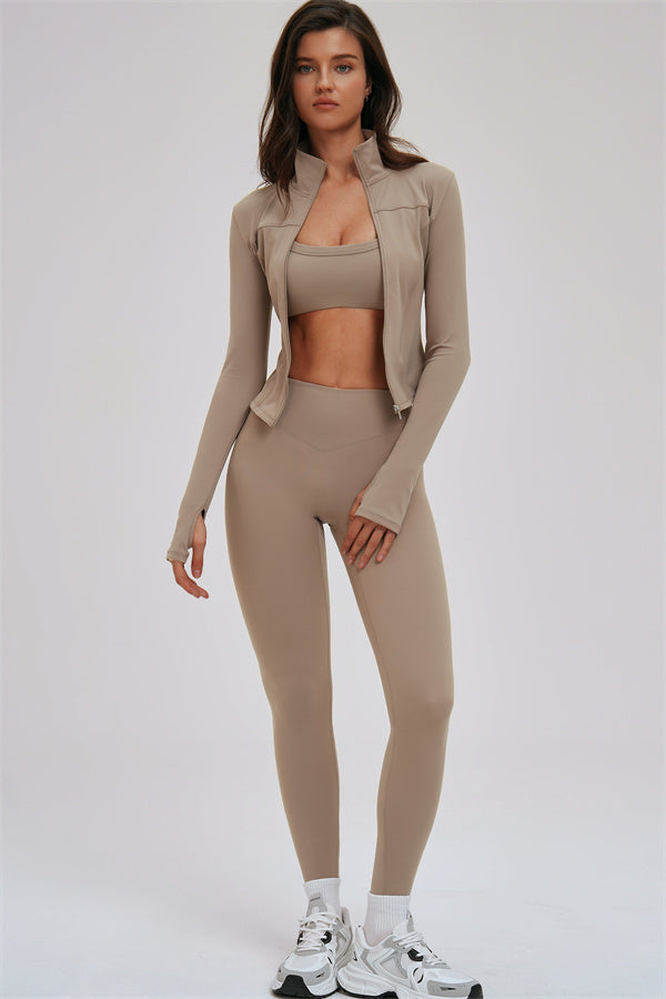 The Kinetic Zip Jacket Sports Bra Leggings 3-Piece Set