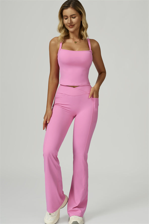 The Flourish Crop Tank Flared Leggings 2-Piece Set